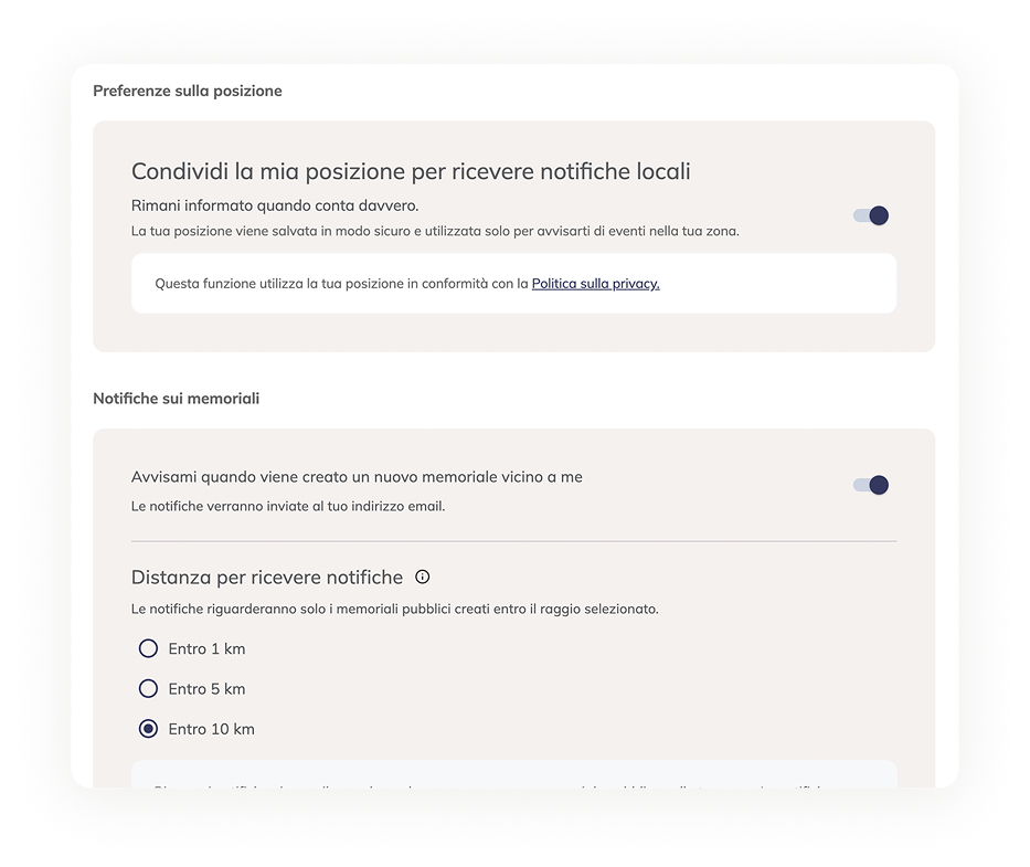 Sistema notifiche di prossimità